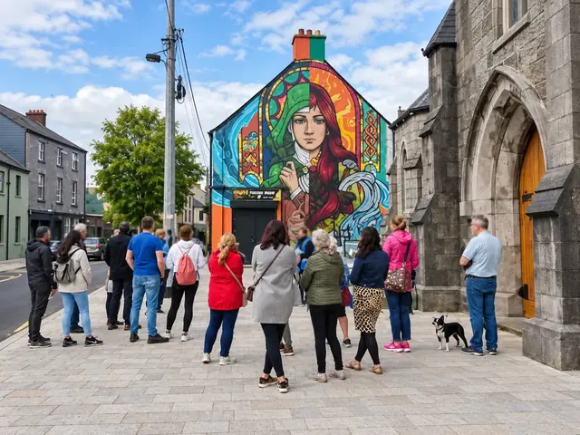 A group discovering Dundalk’s street art with a local guide